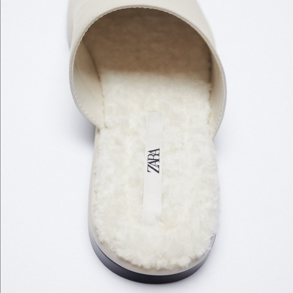 New Zara Mules Faux Fur White - Picture 7 of 11